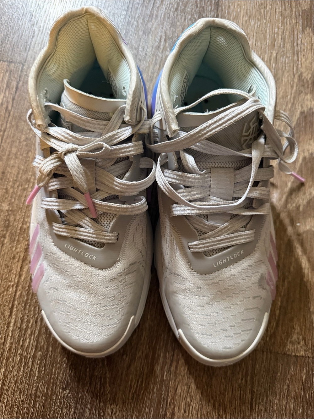 adidas Kids Sneakers Light Gray with Pink Accents
